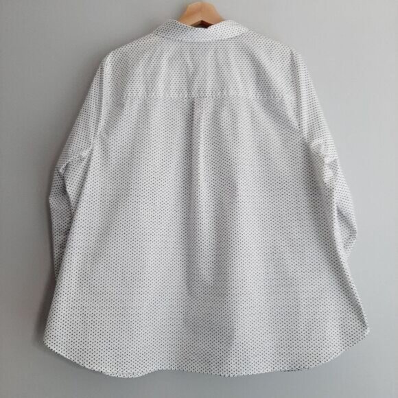 IN EVERY STORY Penningtons Utility Sleeve Button Down Shirt Polka Dot B&W Sz 1X - Picture 12 of 16